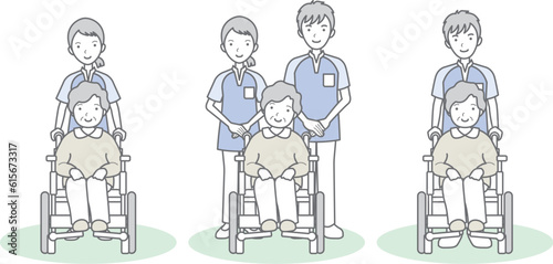 家族介護のベクターイラスト