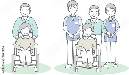 家族介護のベクターイラスト