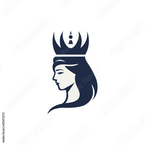simple chess queen beauty salon logo vector illustration template design