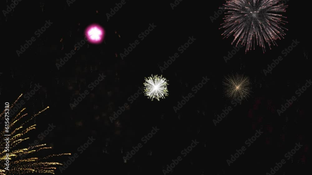 Fireworks during night time during fourth of july celebration. Seamless loop Fireworks during night time during fourth of july celebration. Seamless loop
