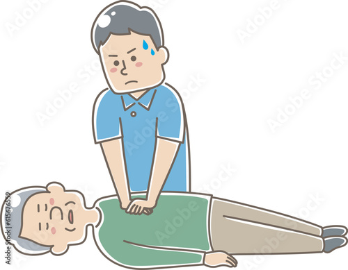 心肺蘇生をしている男性