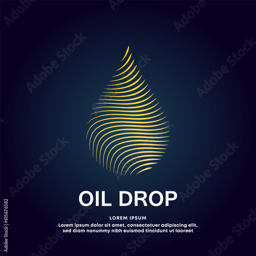 Vector logo Oil drop color silhouette on a dark background. Oil drop or honey vector design - EPS 10