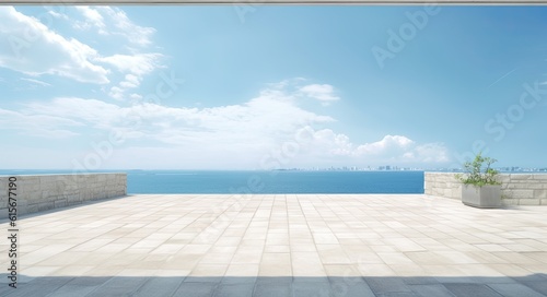 Concrete floor and sea view © cherezoff