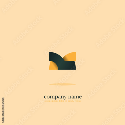 logo icon design letter M mountain shape and gate orange blue color elegant attractive simple monogram for large companies eps 10