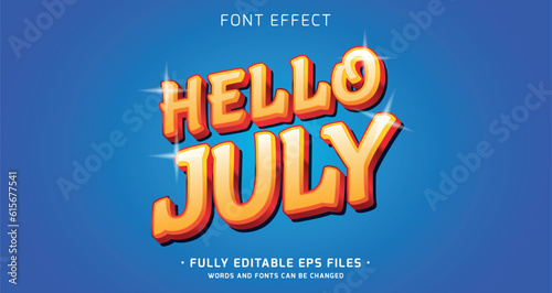 hello July 3d text effect