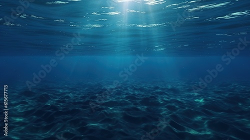 Dark blue ocean surface from underwater generative AI © fajar
