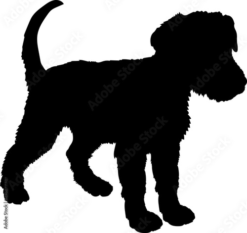 Airedale Terrier Dog puppies silhouette. Baby dog silhouette. Puppy