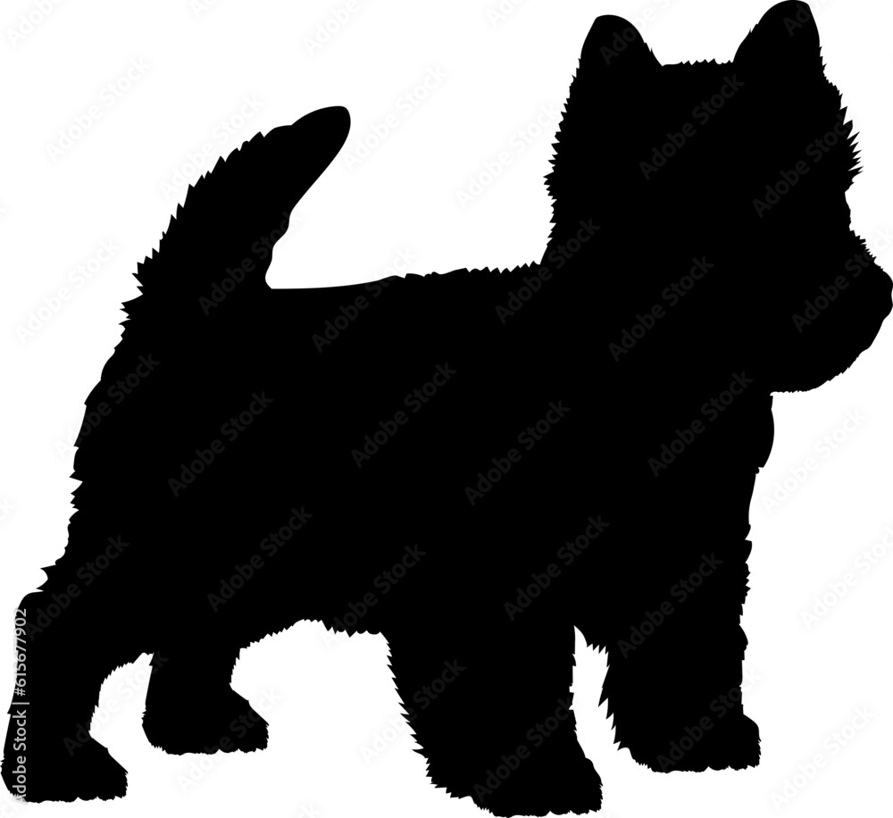 West Highland White Terrier Dog puppies silhouette. Baby dog silhouette. Puppy