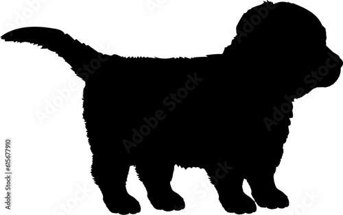 Old English Sheepdog Dog puppies silhouette. Baby dog silhouette. Puppy