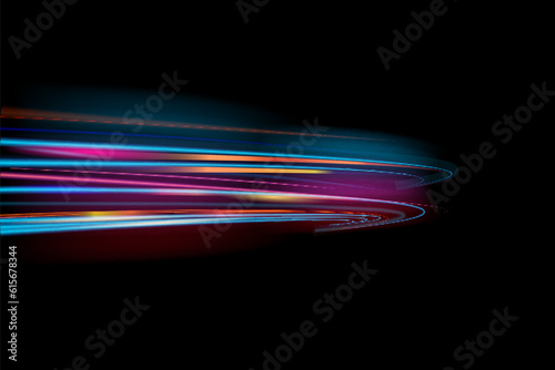 Light everyday glowing effect. Abstract light lines of movement and speed in white. pinck semicircular wave, light trail curve swirl photo