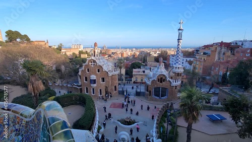 Park Güell Guell Barcelona Spain - Gardens and Architectural Elements on Carmel Hill by Antoni Gaudí