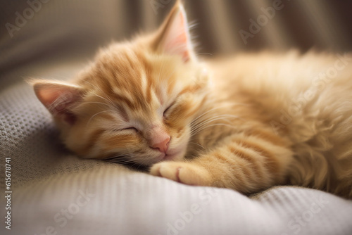 sleeping cute kitten  , Generative AI © Salawati