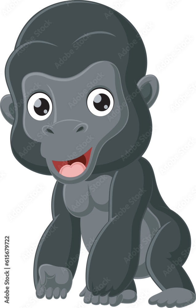 Cute baby gorilla cartoon on white background Cute baby gorilla cartoon on white background
