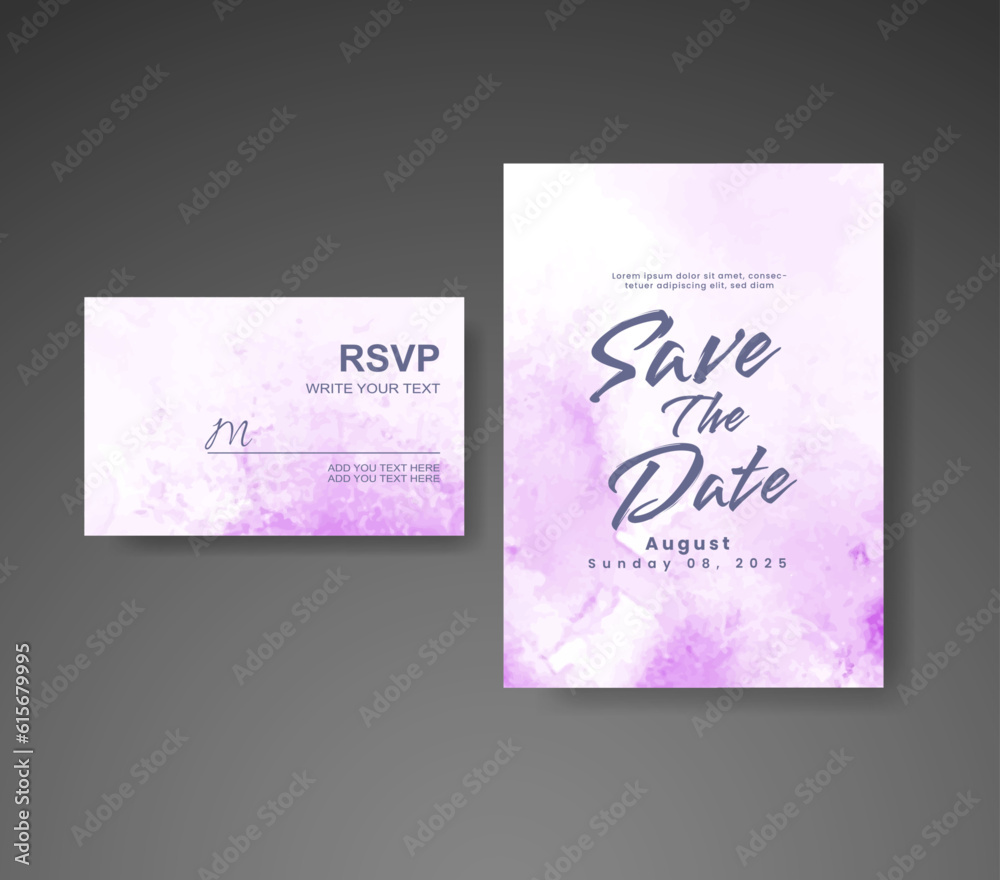 Save the date with watercolor background. Design for your invitation.