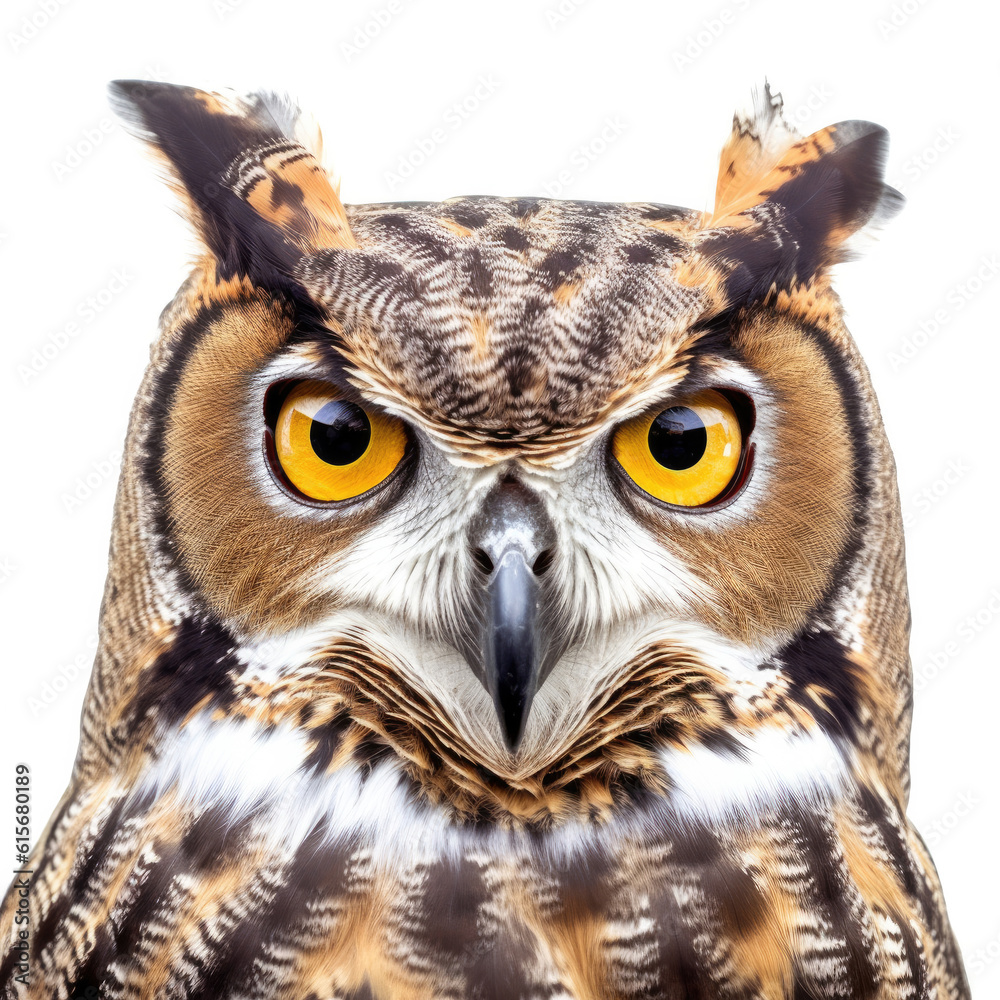 Closeup of a Great Horned Owl's (Bubo virginianus) face Closeup of a Great Horned Owl's (Bubo virginianus) face