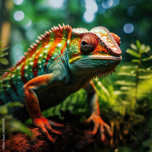 A Chameleon  Chamaeleonidae  in the rainforest