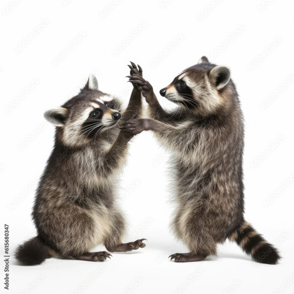 Raccoons (Procyon lotor) engaging playfully Raccoons (Procyon lotor) engaging playfully