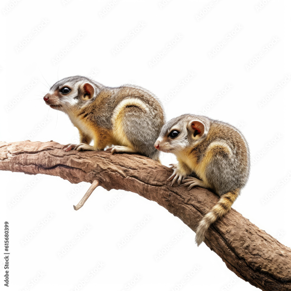 Obraz premium Two Fossas (Cryptoprocta ferox) on a tree branch