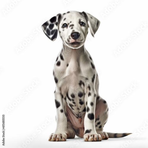 A full body shot of a happy Dalmatian puppy (Canis lupus familiaris) © blueringmedia