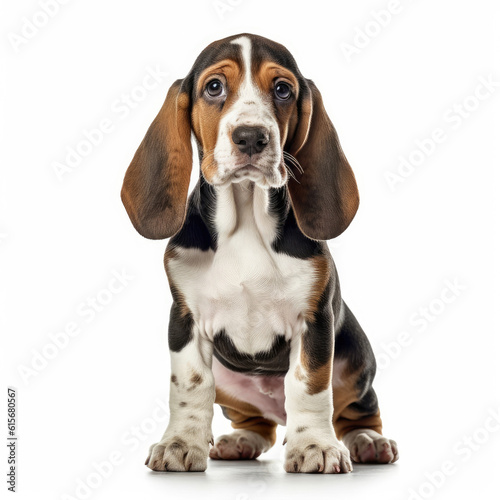 A full body shot of a sweet Basset Hound puppy (Canis lupus familiaris) © blueringmedia