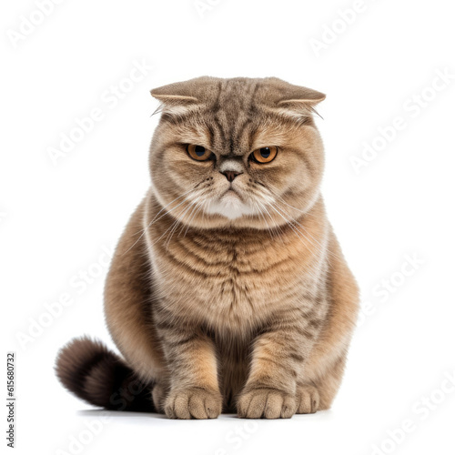 Scottish Fold cat (Felis catus) with grumpy expression photo