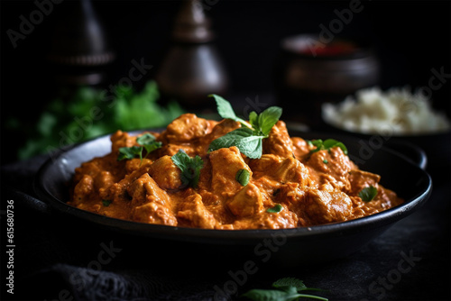 a plate of spicy butter chicken