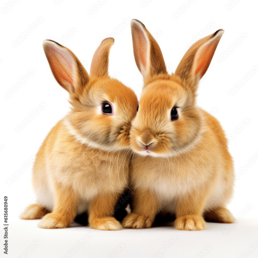 Two bunnies (Oryctolagus cuniculus) nuzzling each other Two bunnies (Oryctolagus cuniculus) nuzzling each other