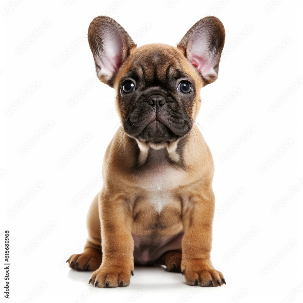 A full body shot of a lovable French Bulldog puppy (Canis lupus familiaris)