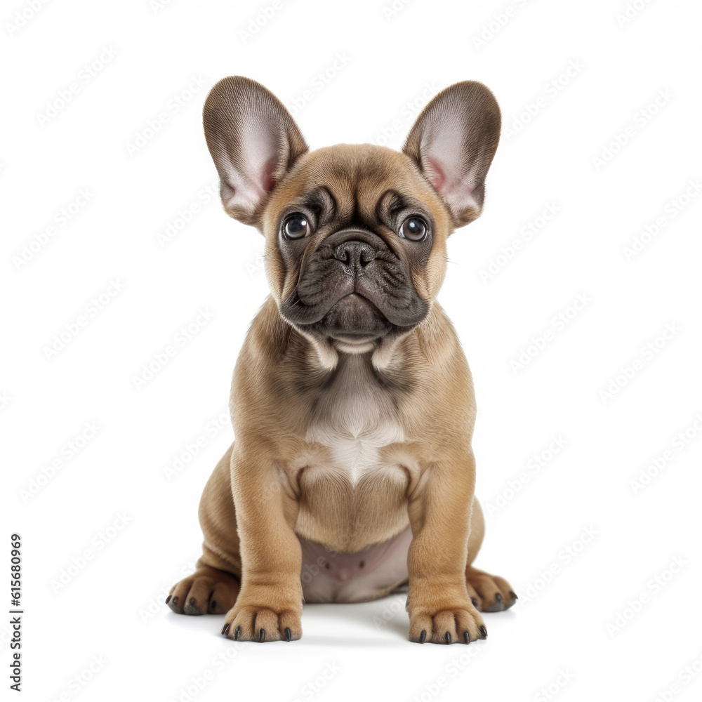 A full body shot of a lovable French Bulldog puppy (Canis lupus familiaris)
