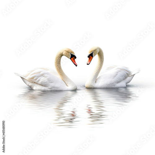 Two Swans (Cygnus olor) gliding on water