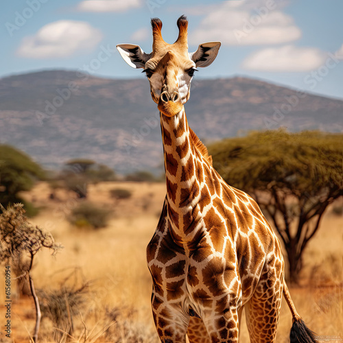 A Giraffe (Giraffa camelopardalis) in the savannah