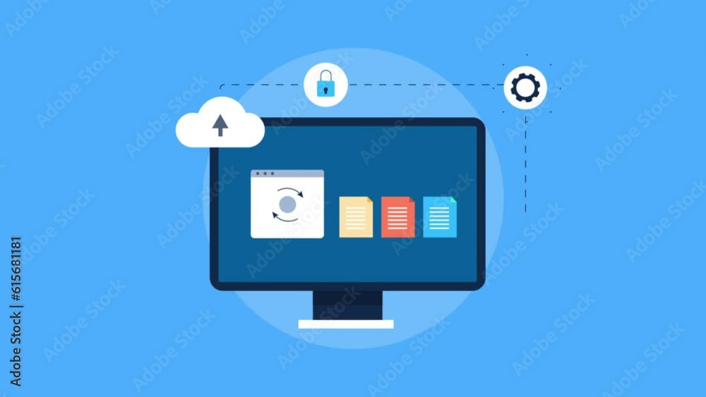 Cloud computing concept, user sync files on cloud base online data storage, protecting user information with cloud security technology, video animation. Cloud computing concept, user sync files on cloud base online data storage, protecting user information with cloud security technology, video animation.