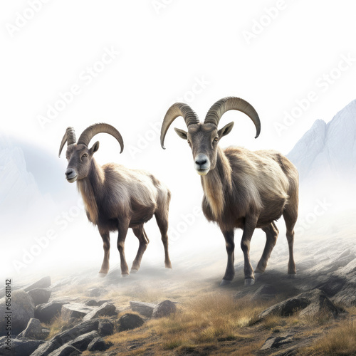 Two Ibex (Capra ibex) on a mountain