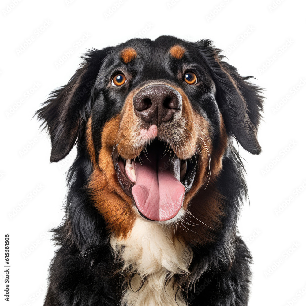 Bernese Mountain Dog (Canis lupus familiaris) with goofy expression