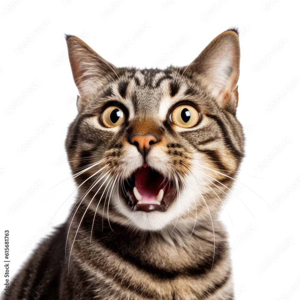 A Domestic Cat (Felis catus) with a surprised facial expression