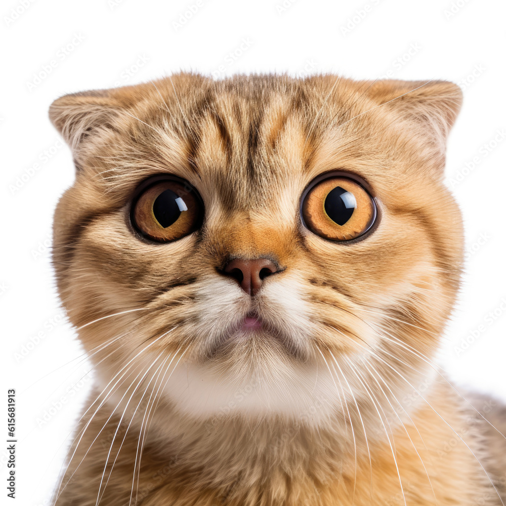 Closeup of a Scottish Fold's (Felis catus) face