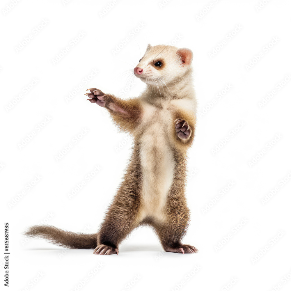 A Domestic Ferret (Mustela putorius furo) doing a war dance A Domestic Ferret (Mustela putorius furo) doing a war dance