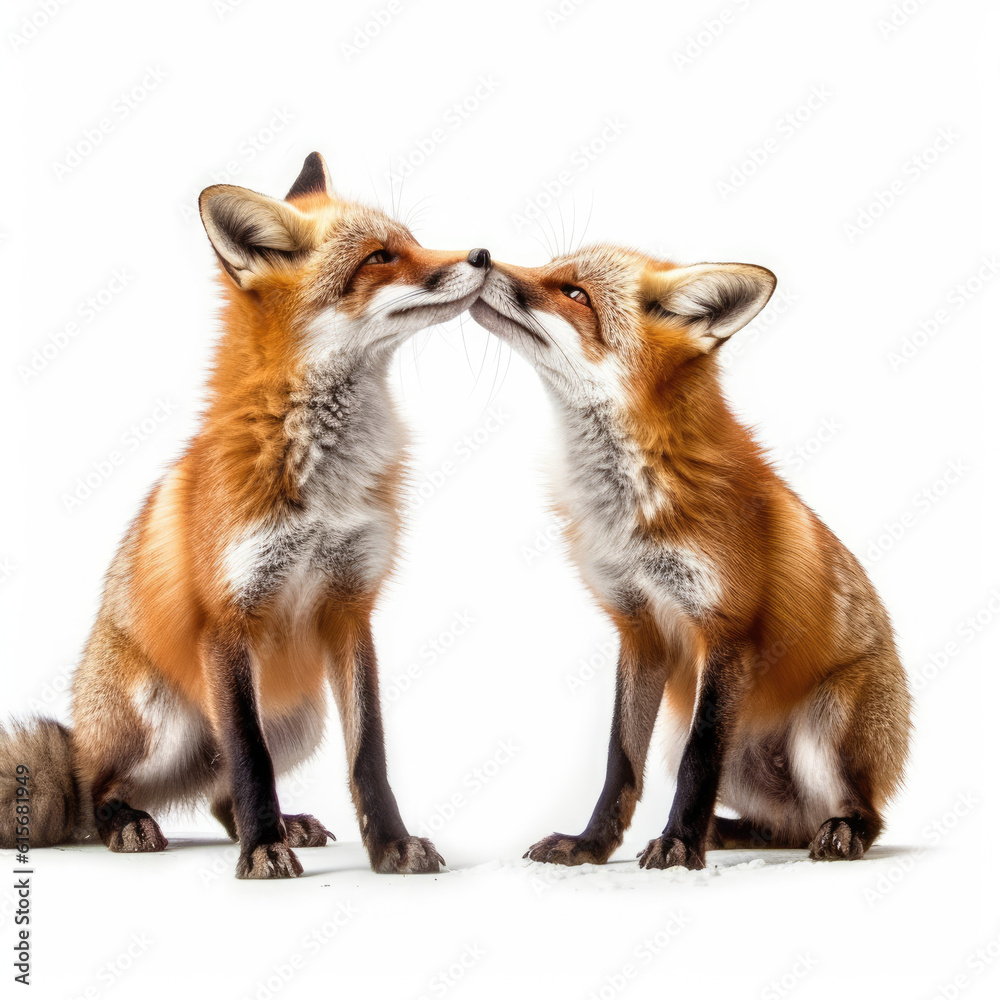 Red Foxes (Vulpes vulpes) in an engaging play