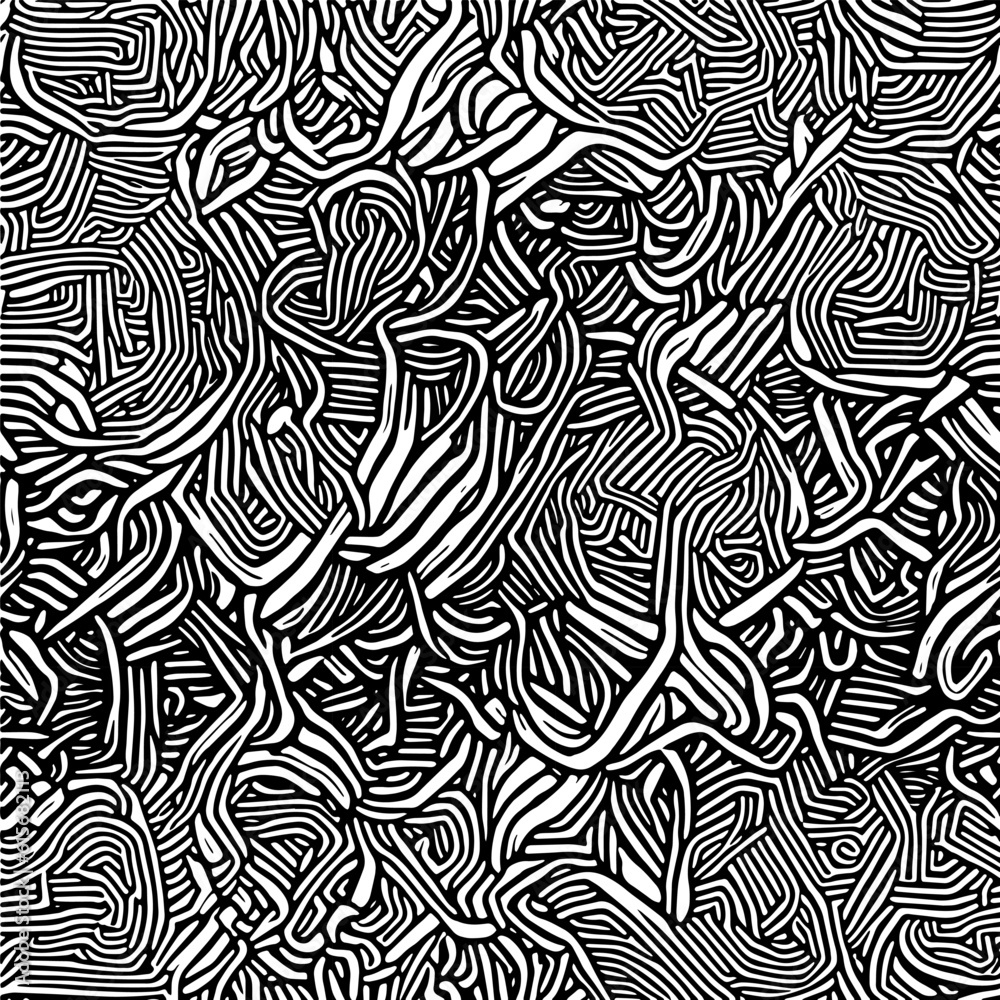 A doodle abstract pattern. Irregular scribble line art pattern