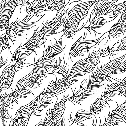 An abstract pattern of interlocking feathers. Abstract line design for fabric