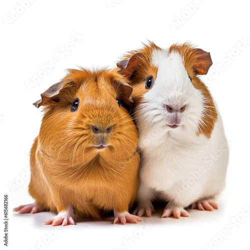 Two Guinea Pigs (Cavia porcellus) cuddling together