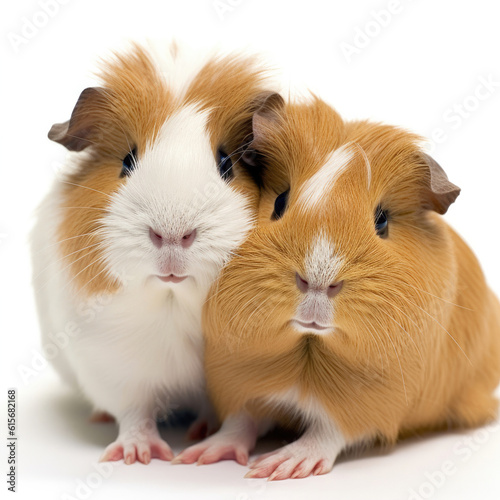 Two Guinea Pigs (Cavia porcellus) cuddling together