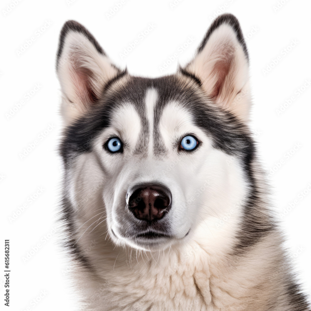 Closeup of a Siberian Husky's (Canis lupus familiaris) face