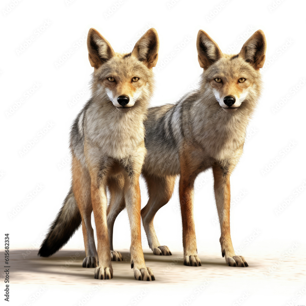 Fototapeta premium Two Jackals (Canis mesomelas) in the desert