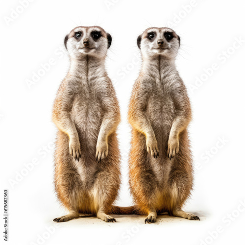 Two Meerkats (Suricata suricatta) looking out for danger