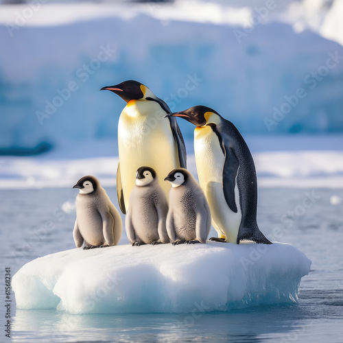 A group of Emperor Penguins (Aptenodytes forsteri) on an iceberg photo