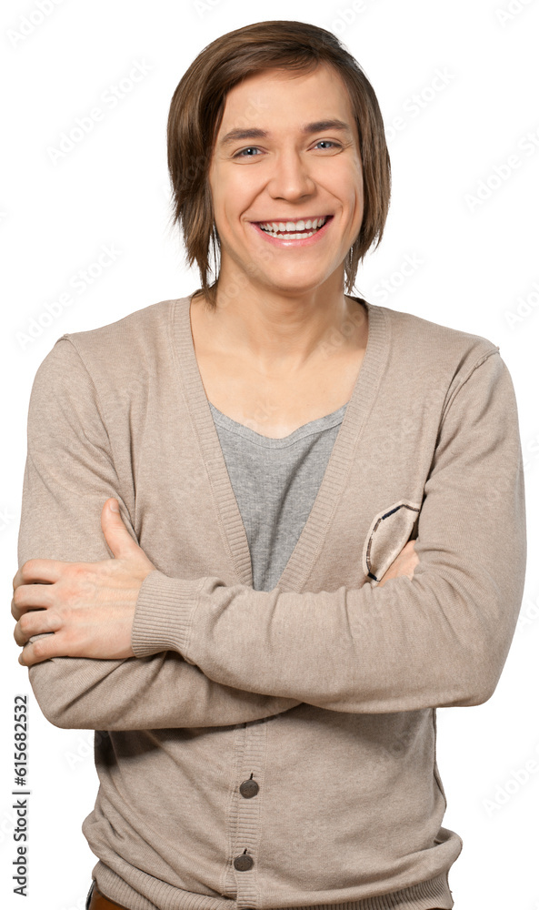 Handsome young man portrait isolated on white background