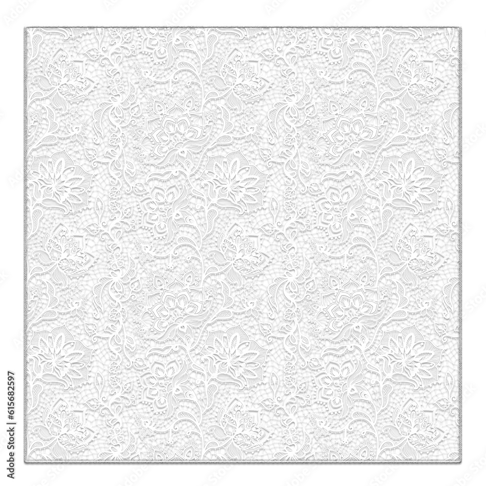 Classic Floral Lace Square Rectangle Shape Off White Color Isolated classic-floral-lace-square-rectangle-shape-off-white-color-isolated