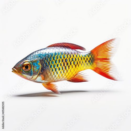 Rainbowfish (Melanotaenia) showcasing iridescent scales, swimming through water