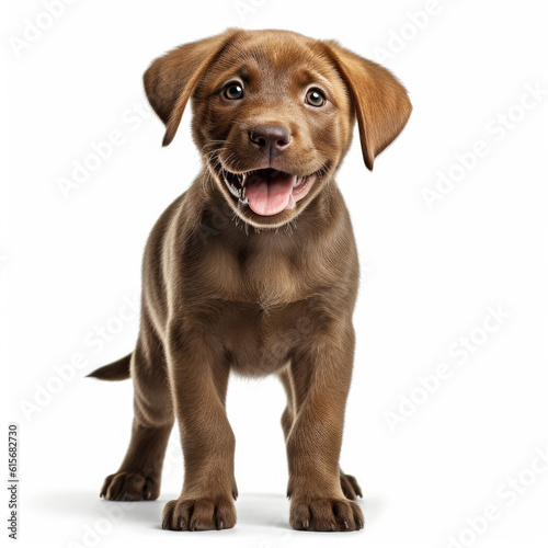 A full body shot of a playful Labrador Retriever puppy  Canis lupus familiaris 